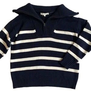 Workshop Republic Chunky Navy White Strip 1/4 Zip Sweater sz XS